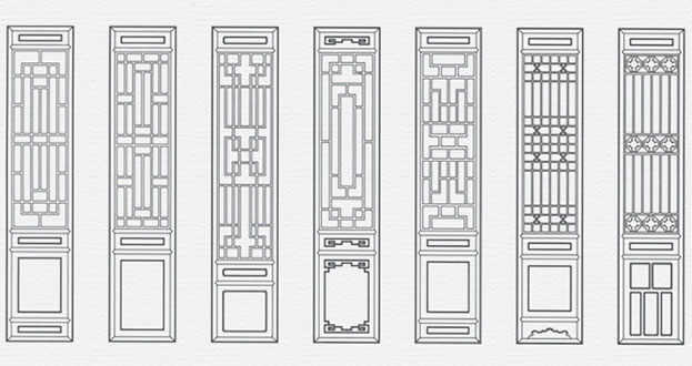 仙游常用中式仿古花窗图案隔断设计图